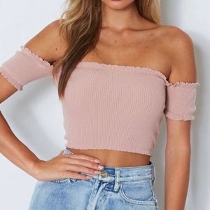 NWT white fox boutique off the shoulder top.